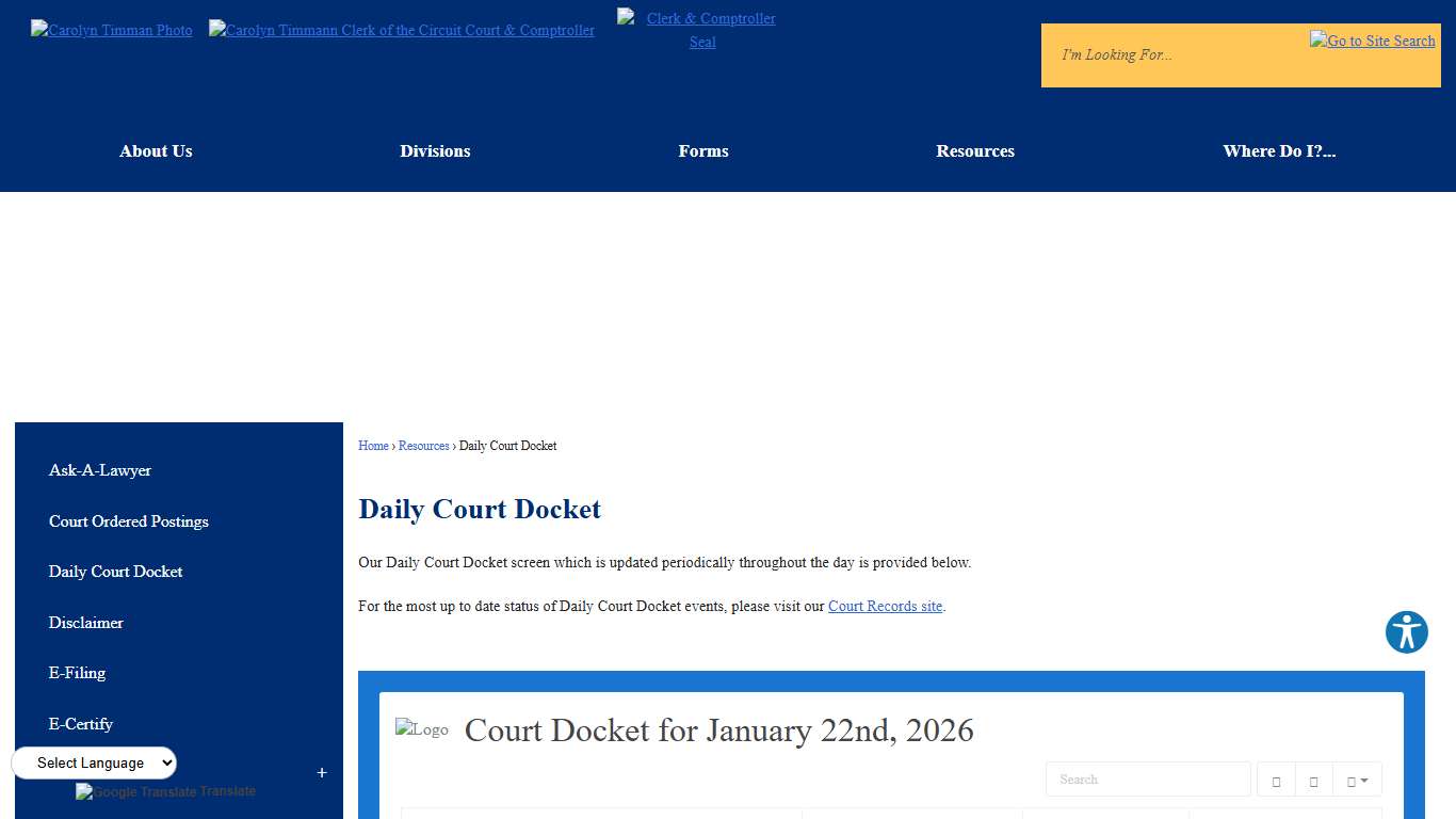 Daily Court Docket | Martin County Clerk